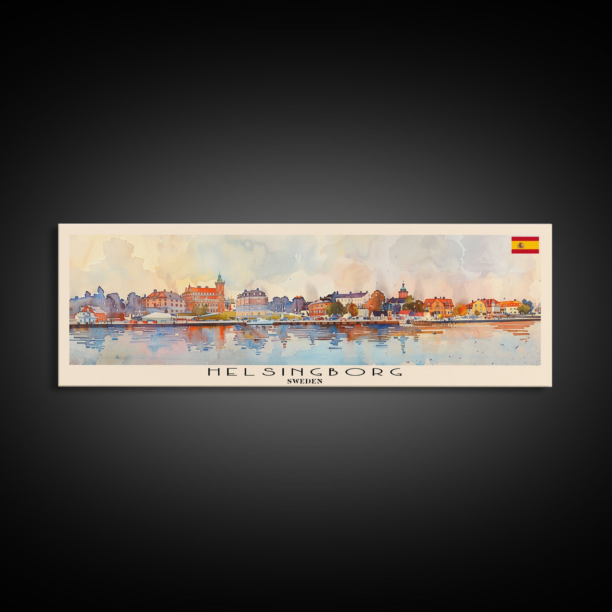 Helsingborg Sweden Travel Print Wall Art, Panoramic City Art, Travel Art, Wall Decor, Vacation Gift, Framed Canvas Print Or Metal Art