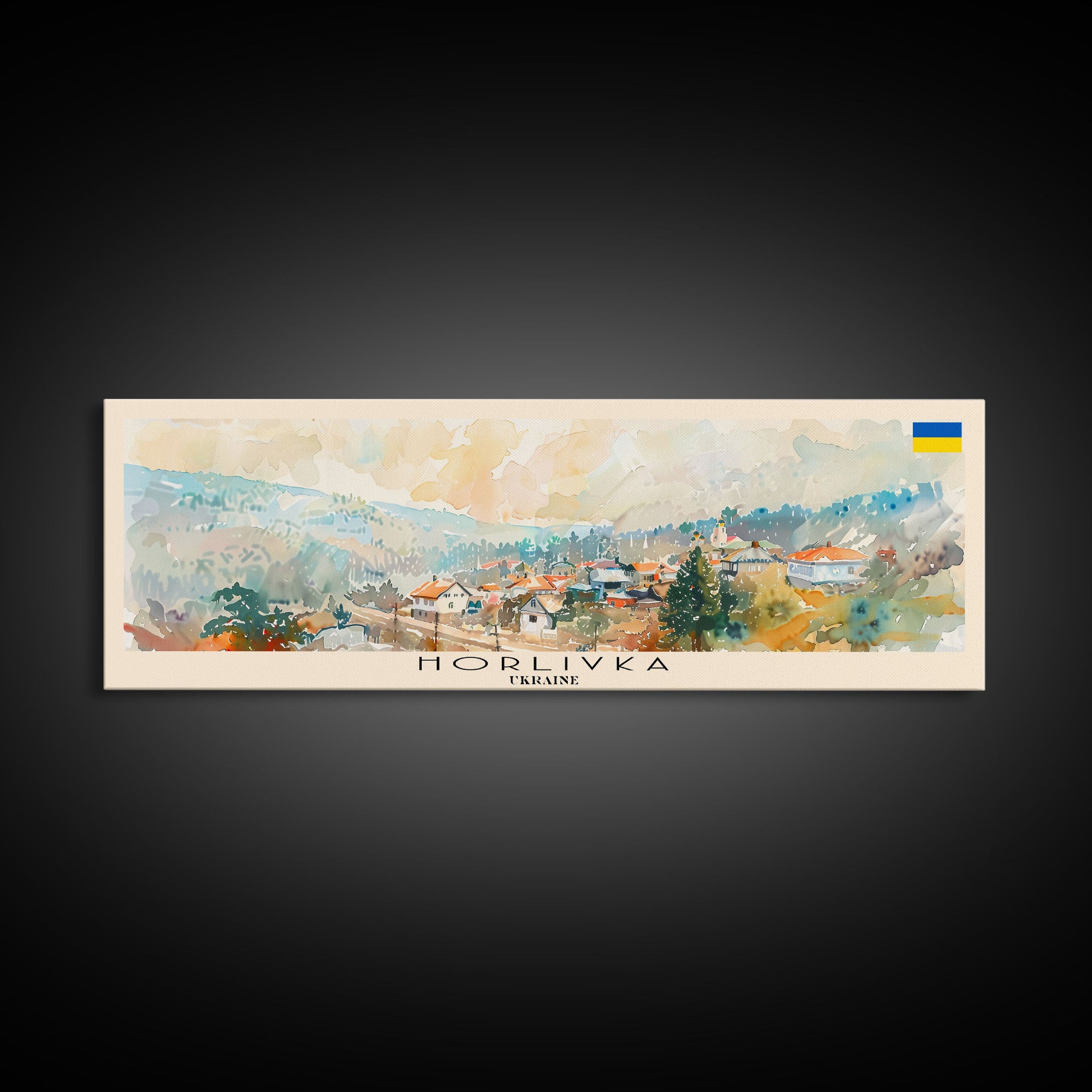 Horlivka Ukraine Wall Art, Panoramic Travel Poster, Panoramic Framed Canvas Print, City Wall Art, Wall Hanging Home Decor, Travel Art