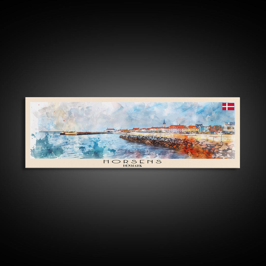 Horsens Denmark Travel Print Wall Art, Panoramic City Art, Travel Art, Wall Decor, Vacation Gift, Framed Canvas Print Or Metal Art