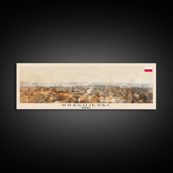 Kragujevac Serbia Travel Print Wall Art, Panoramic City Art, Travel Art, Wall Decor, Vacation Gift, Framed Canvas Print Or Metal Art