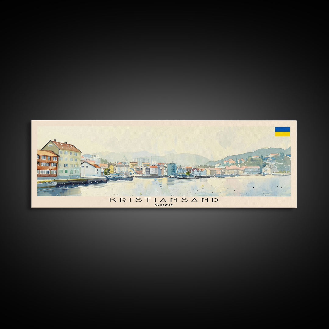 Kristiansand Norway Wall Art, Panoramic Travel Poster, Panoramic Framed Canvas Print, City Wall Art, Wall Hanging Home Decor, Travel Art