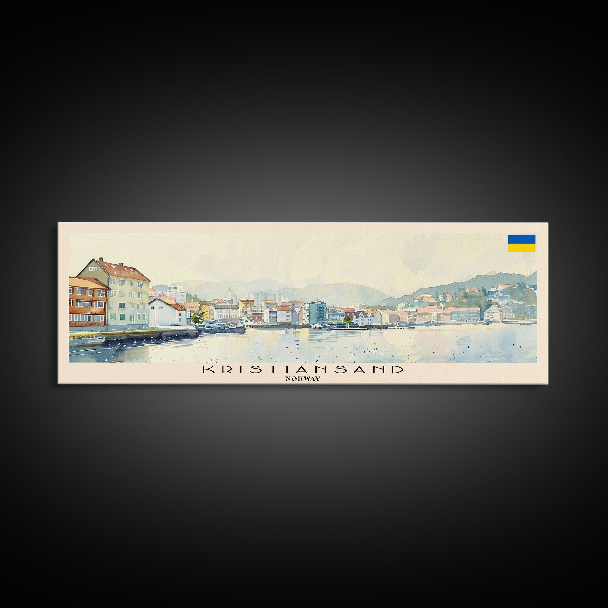 Kristiansand Norway Wall Art, Panoramic Travel Poster, Panoramic Framed Canvas Print, City Wall Art, Wall Hanging Home Decor, Travel Art
