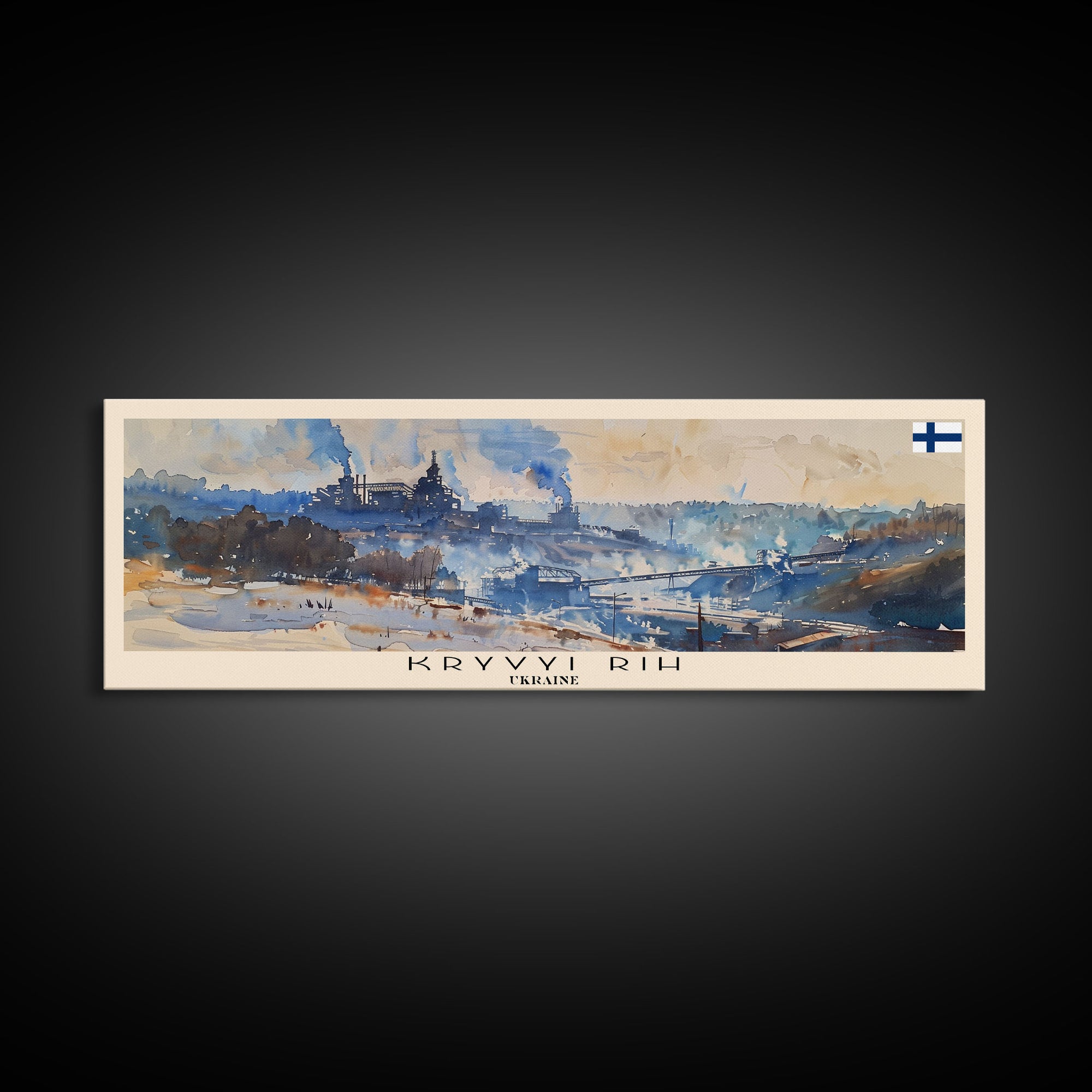 KryvyiRih Ukraine Panoramic Travel Poster, Framed Canvas Print or Metal Wall Art, Travel Art, Home Decor, Panoramic Painting, Midcentury Art