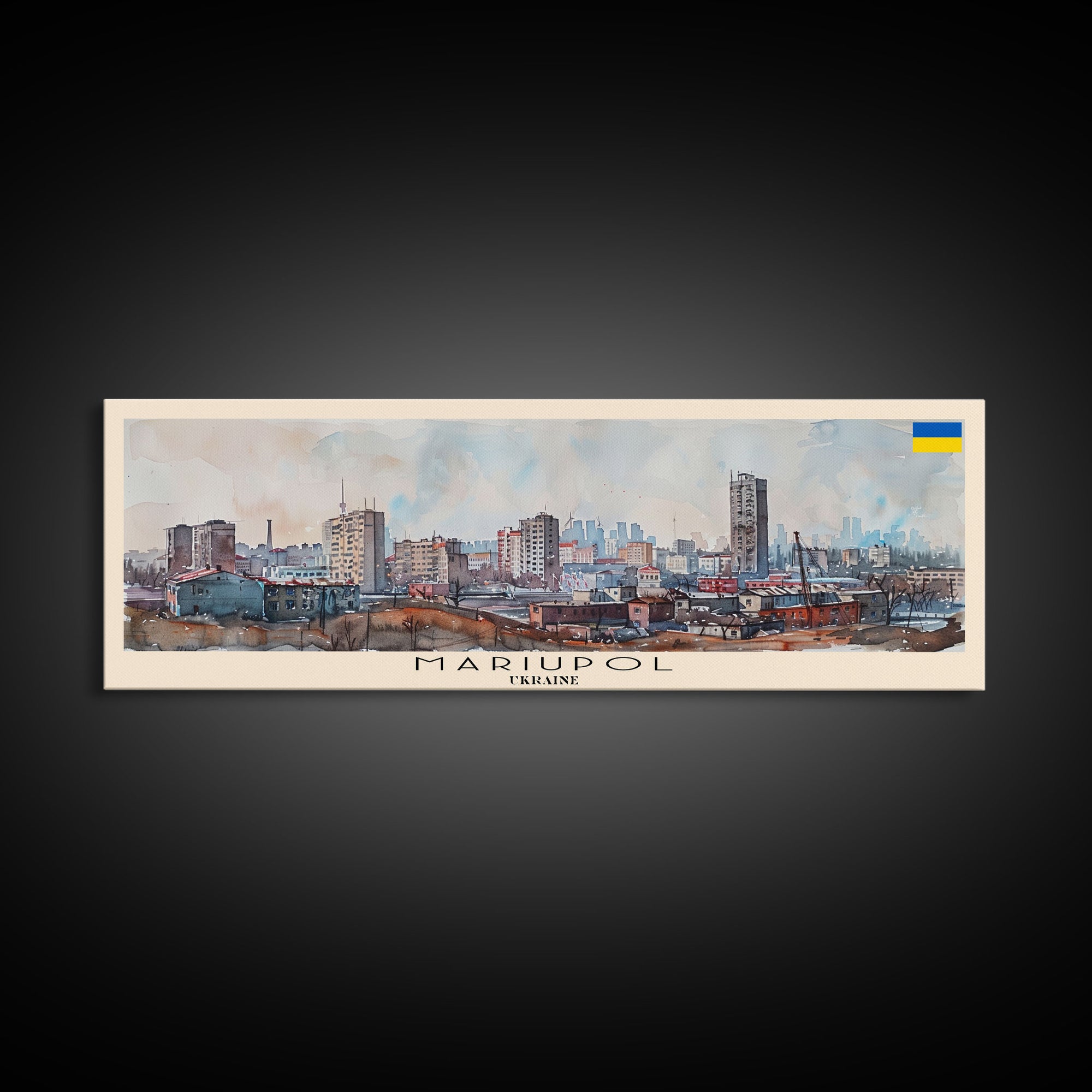 Mariupol Ukraine Wall Art, Panoramic Travel Poster, Panoramic Framed Canvas Print, City Wall Art, Wall Hanging Home Decor, Travel Art