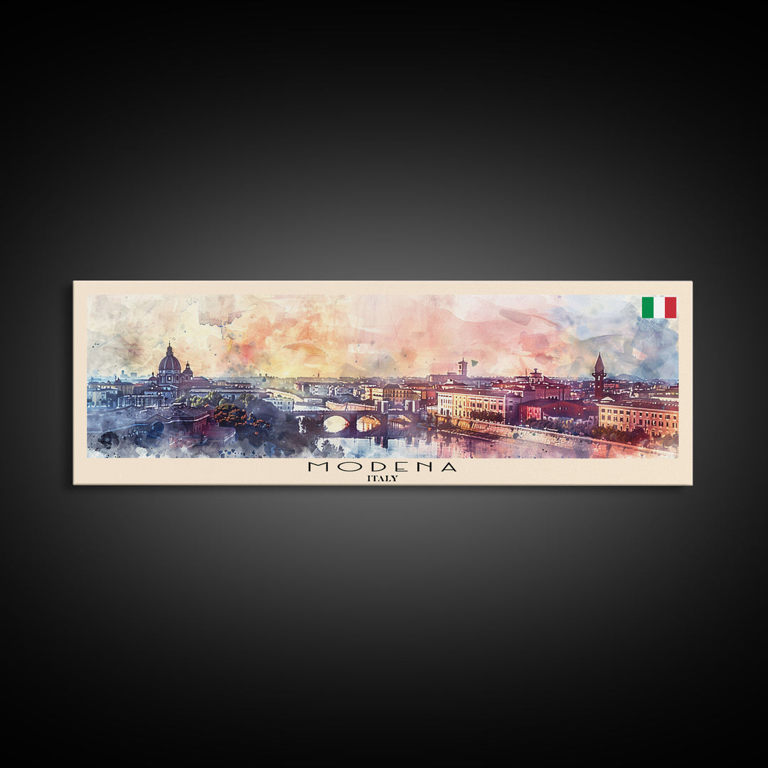 Modena Italy Travel Print Wall Art, Panoramic City Art, Travel Art, Wall Decor, Vacation Gift, Framed Canvas Print Or Metal Art
