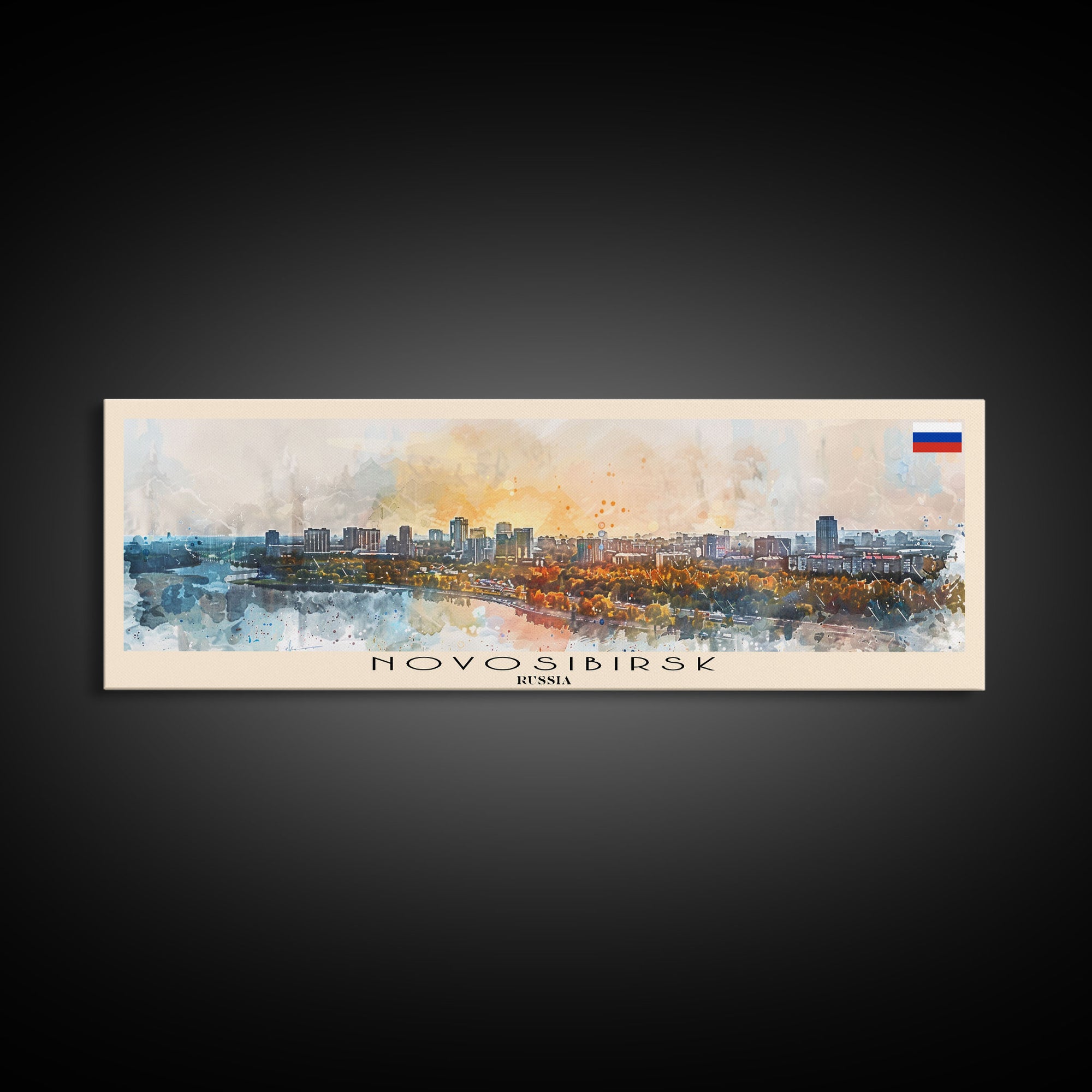 Novosibirsk Russia Travel Print Wall Art, Panoramic City Art, Travel Art, Wall Decor, Vacation Gift, Framed Canvas Print Or Metal Art