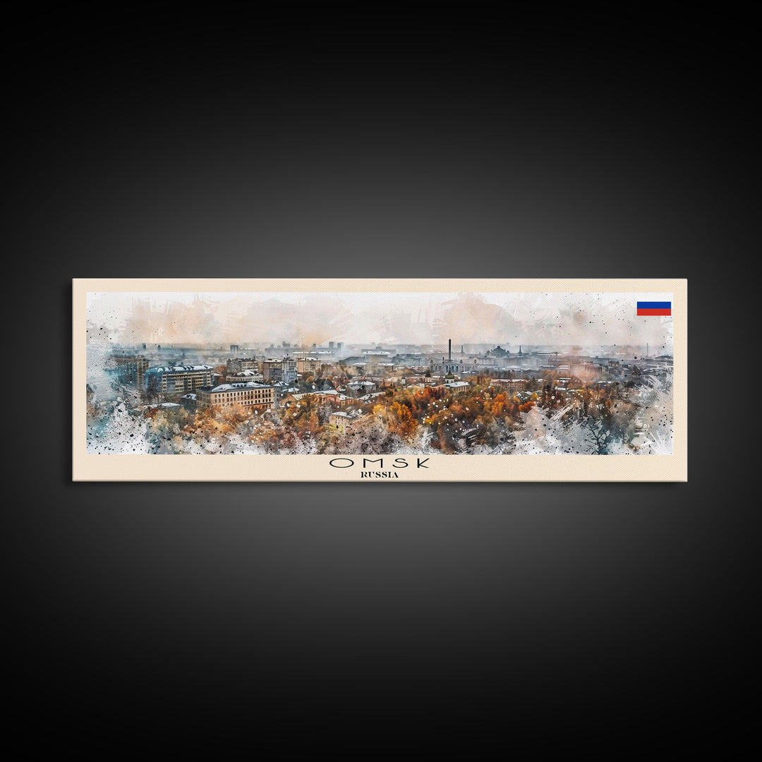 Omsk Russia Wall Art, Panoramic Travel Poster, Panoramic Framed Canvas Print, City Wall Art, Wall Hanging Home Decor, Travel Art
