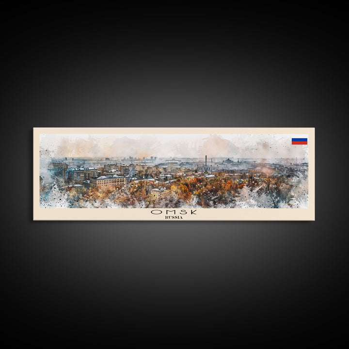 Omsk Russia Wall Art, Panoramic Travel Poster, Panoramic Framed Canvas Print, City Wall Art, Wall Hanging Home Decor, Travel Art