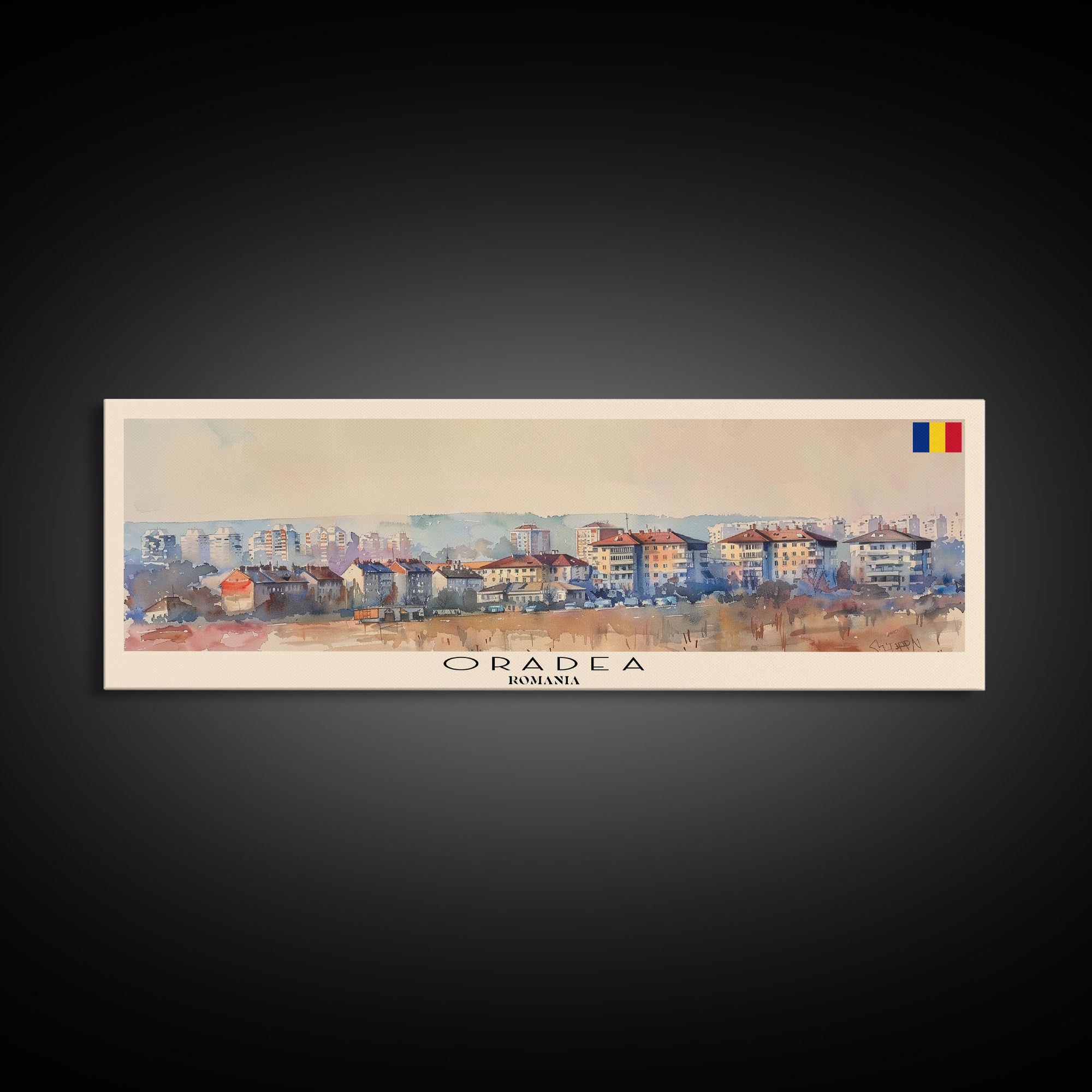 Oradea Romania Travel Print Wall Art, Panoramic City Art, Travel Art, Wall Decor, Vacation Gift, Framed Canvas Print Or Metal Art