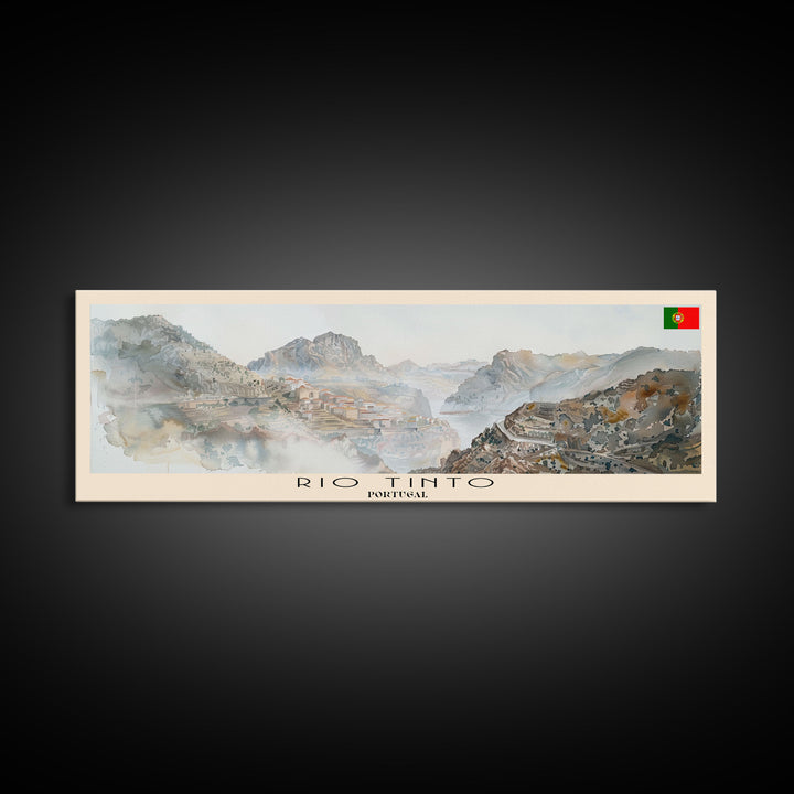 Rio Tinto Panoramic Travel Poster, Framed Canvas Print or Metal Wall Art, Travel Art, Home Decor, Panoramic Painting, Midcentury Art
