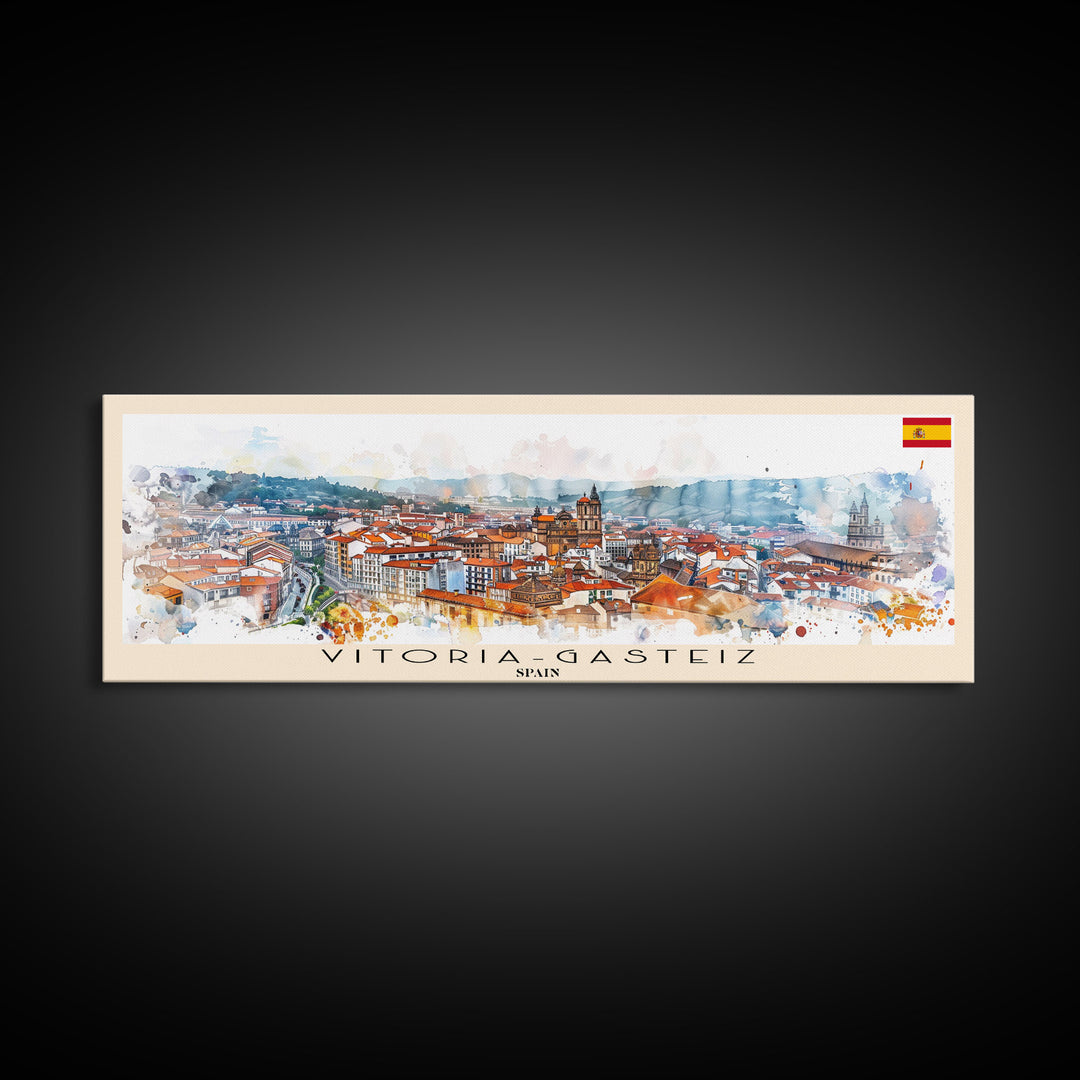 Vitoria Gasteiz Spain Travel Art, City Art, Framed Canvas Print or Metal Wall Art, Europe Travel Poster, Panoramic Wall Art, Extra Wide Wall Art