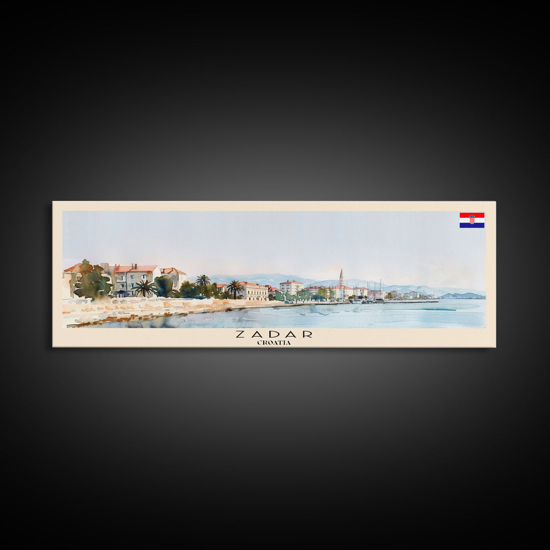 Zadar Croatia Travel Print Wall Art, Panoramic City Art, Travel Art, Wall Decor, Vacation Gift, Framed Canvas Print Or Metal Art