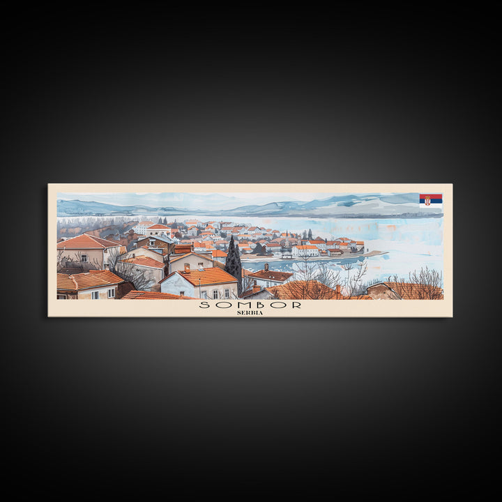 Sombor Serbia Travel Print Wall Art, Panoramic City Art, Travel Art, Wall Decor, Vacation Gift, Framed Canvas Print Or Metal Art