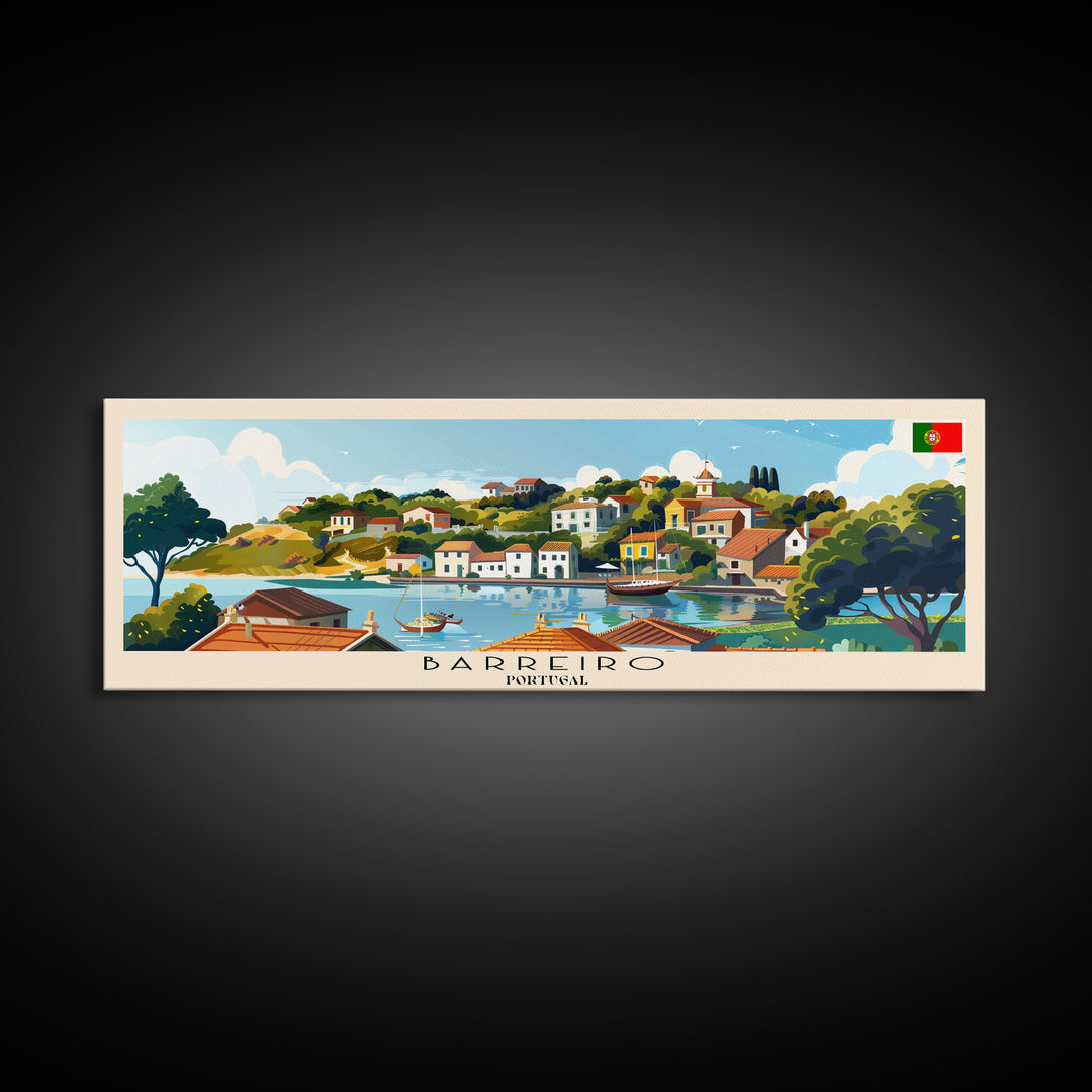 Barreiro Portugal Travel Print Wall Art, Panoramic City Art, Travel Art, Wall Decor, Vacation Gift, Framed Canvas Print Or Metal Art