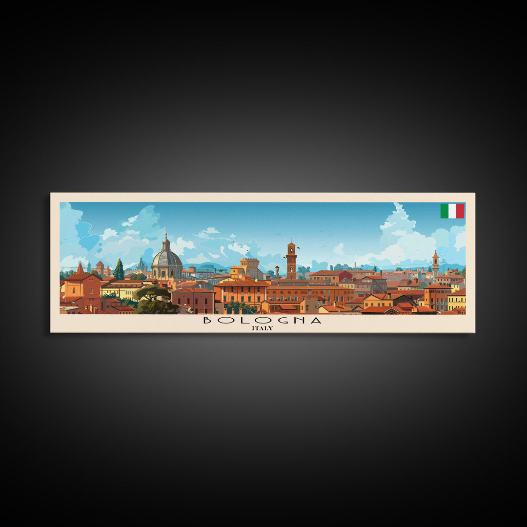 Bologna Italy Wall Art, Panoramic Travel Poster, Panoramic Framed Canvas Print, City Wall Art, Wall Hanging Home Decor, Travel Art