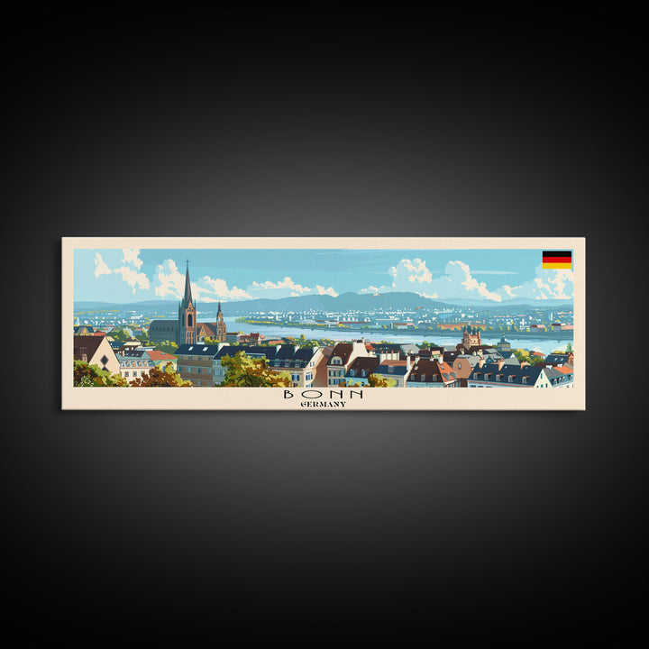 Bonn Germany Travel Print Wall Art, Panoramic City Art, Travel Art, Wall Decor, Vacation Gift, Framed Canvas Print Or Metal Art