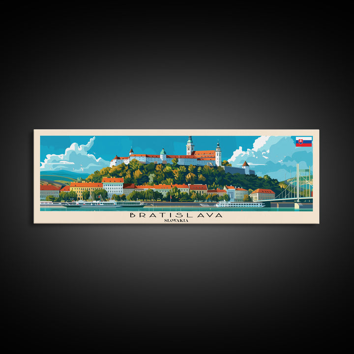 Bratislava Slovakia Wall Art, Panoramic Travel Poster, Panoramic Framed Canvas Print, City Wall Art, Wall Hanging Home Decor, Travel Art