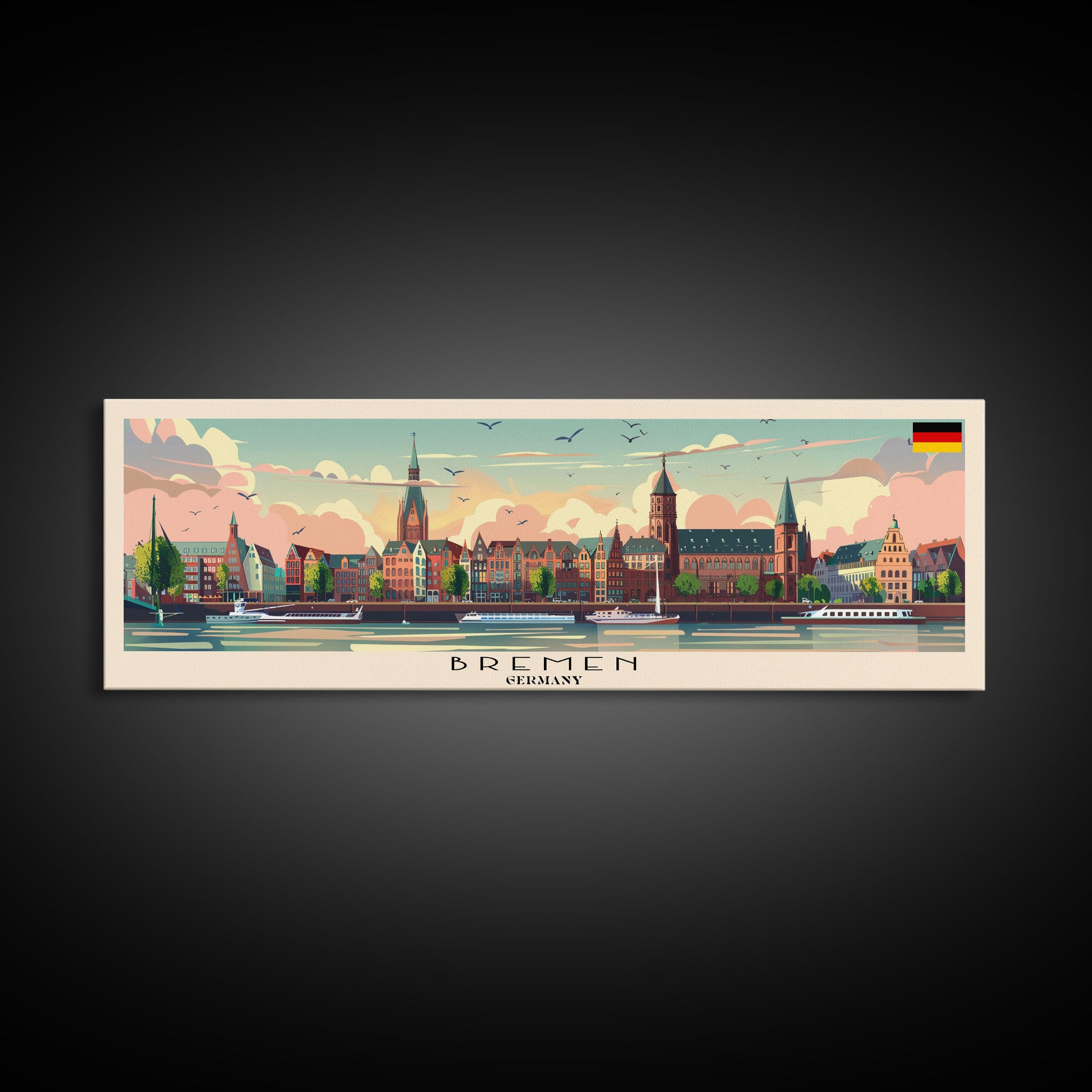 Brescia Italy Travel Print Wall Art, Panoramic City Art, Travel Art, Wall Decor, Vacation Gift, Framed Canvas Print Or Metal Art