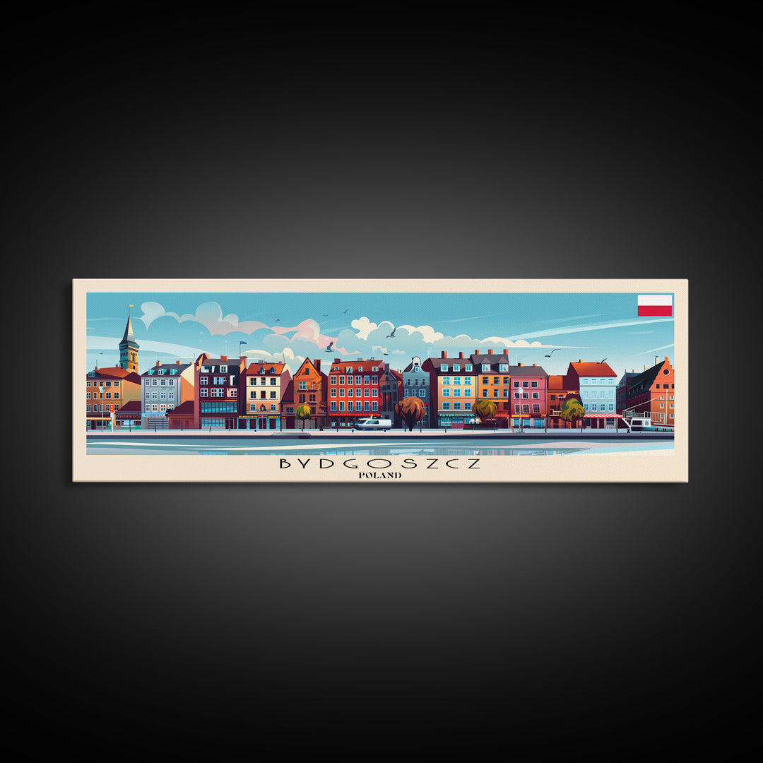 Bydgoszcz Poland Travel Art, City Art, Framed Canvas Print or Metal Wall Art, Europe Travel Poster, Panoramic Wall Art, Extra Wide Wall Art