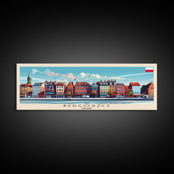 Bydgoszcz Poland Travel Art, City Art, Framed Canvas Print or Metal Wall Art, Europe Travel Poster, Panoramic Wall Art, Extra Wide Wall Art