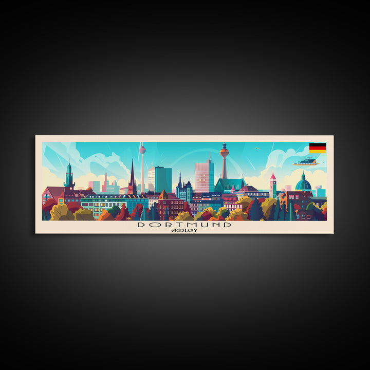 Dortmund Germany Wall Art, Panoramic Travel Poster, Panoramic Framed Canvas Print, City Wall Art, Wall Hanging Home Decor, Travel Art