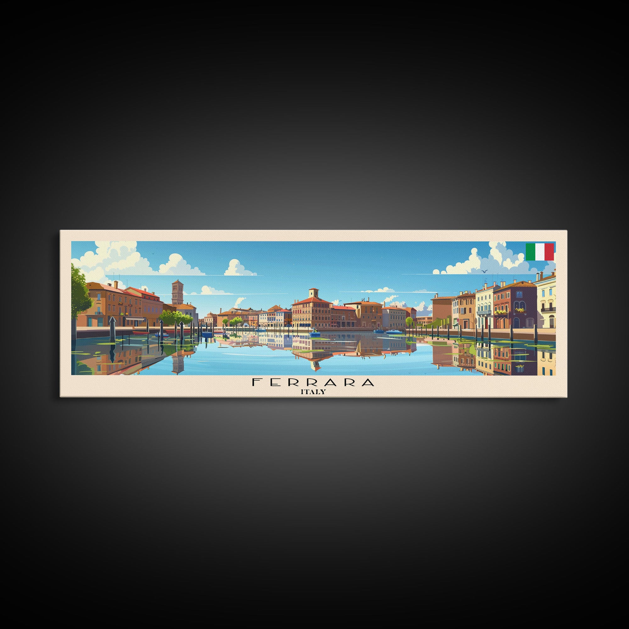 Ferrara Italy Travel Art, City Art, Framed Canvas Print or Metal Wall Art, Europe Travel Poster, Panoramic Wall Art, Extra Wide Wall Art