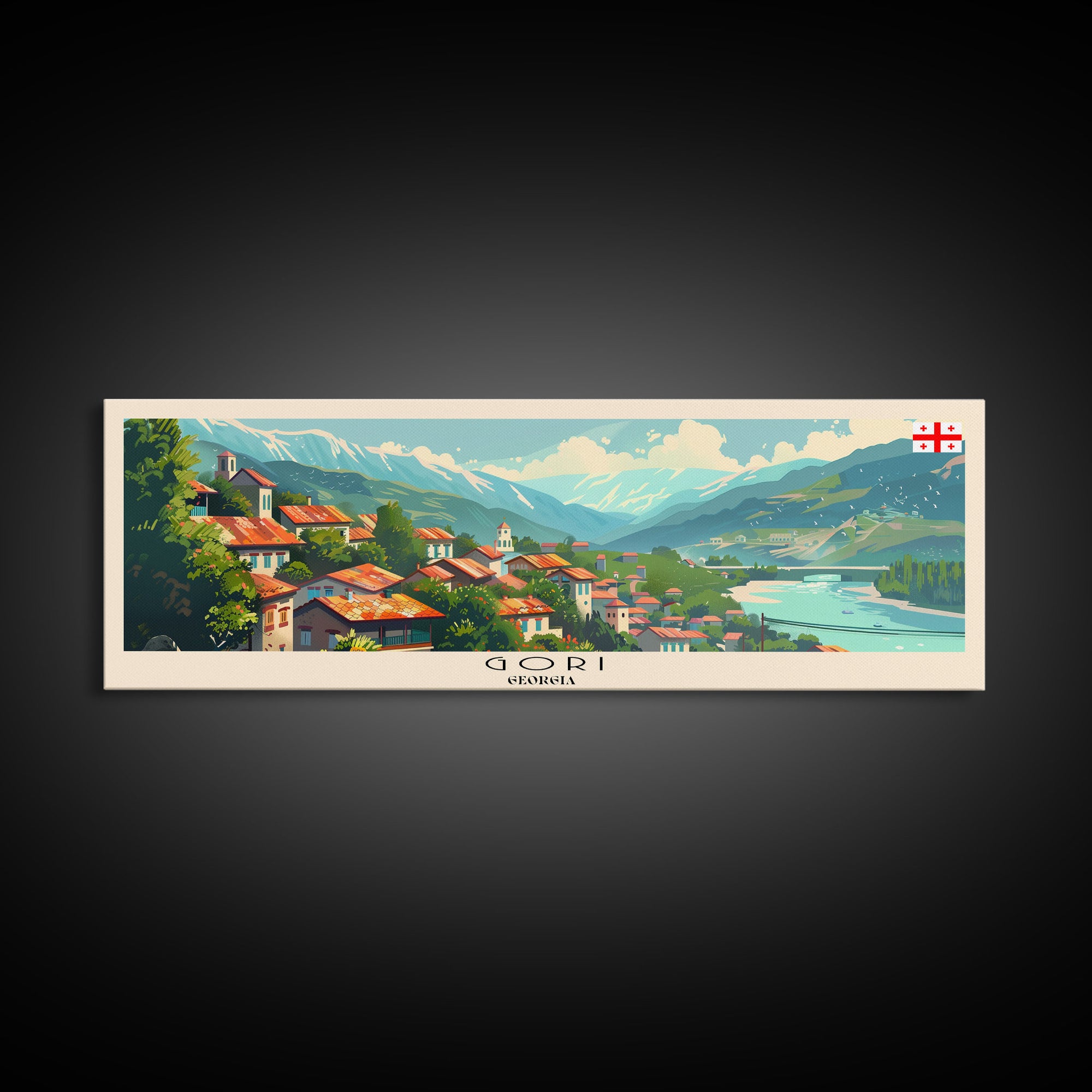 Gori Georgia Travel Print Wall Art, Panoramic City Art, Travel Art, Wall Decor, Vacation Gift, Framed Canvas Print Or Metal Art