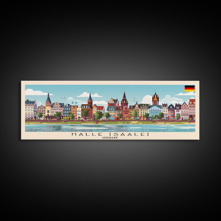 Halle Saale Germany Wall Art, Panoramic Travel Poster, Panoramic Framed Canvas Print, City Wall Art, Wall Hanging Home Decor, Travel Art