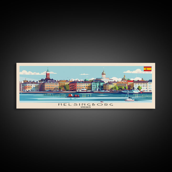 Helsingborg Sweden Travel Print Wall Art, Panoramic City Art, Travel Art, Wall Decor, Vacation Gift, Framed Canvas Print Or Metal Art