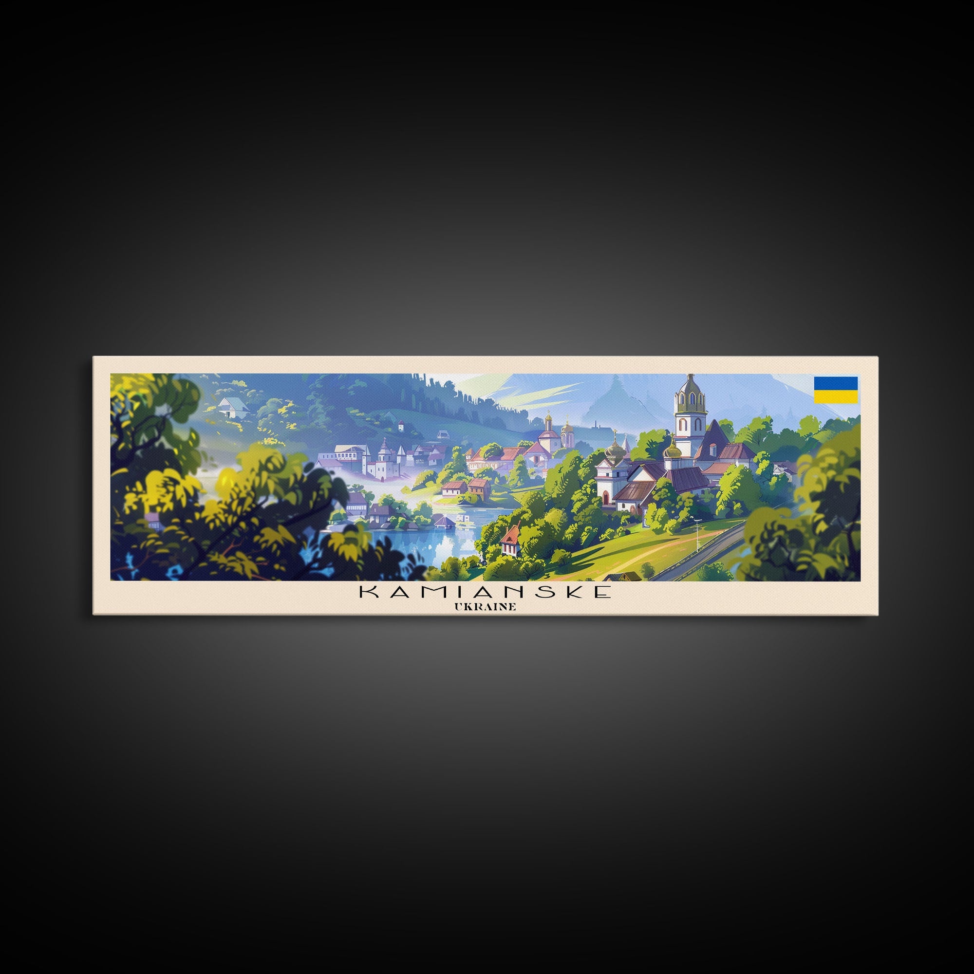 Kamianske Ukraine Wall Art, Panoramic Travel Poster, Panoramic Framed Canvas Print, City Wall Art, Wall Hanging Home Decor, Travel Art