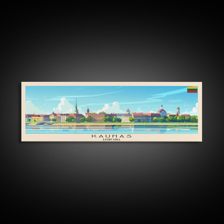 Kaunas Lithuania Travel Print Wall Art, Panoramic City Art, Travel Art, Wall Decor, Vacation Gift, Framed Canvas Print Or Metal Art