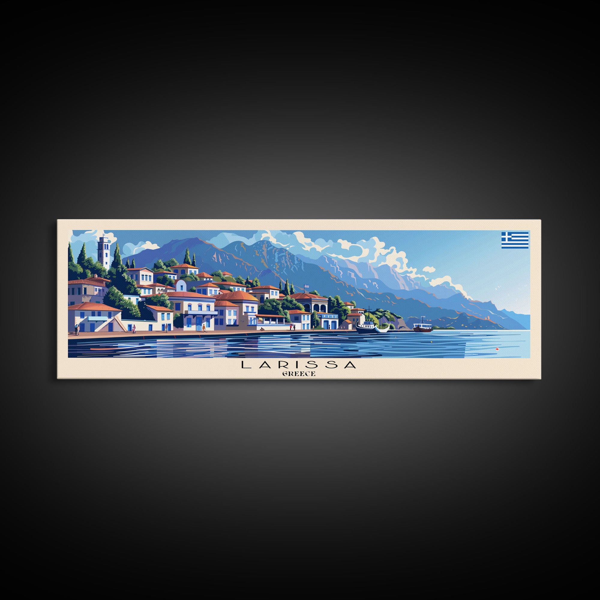 Larissa Greece Travel Print Wall Art, Panoramic City Art, Travel Art, Wall Decor, Vacation Gift, Framed Canvas Print Or Metal Art