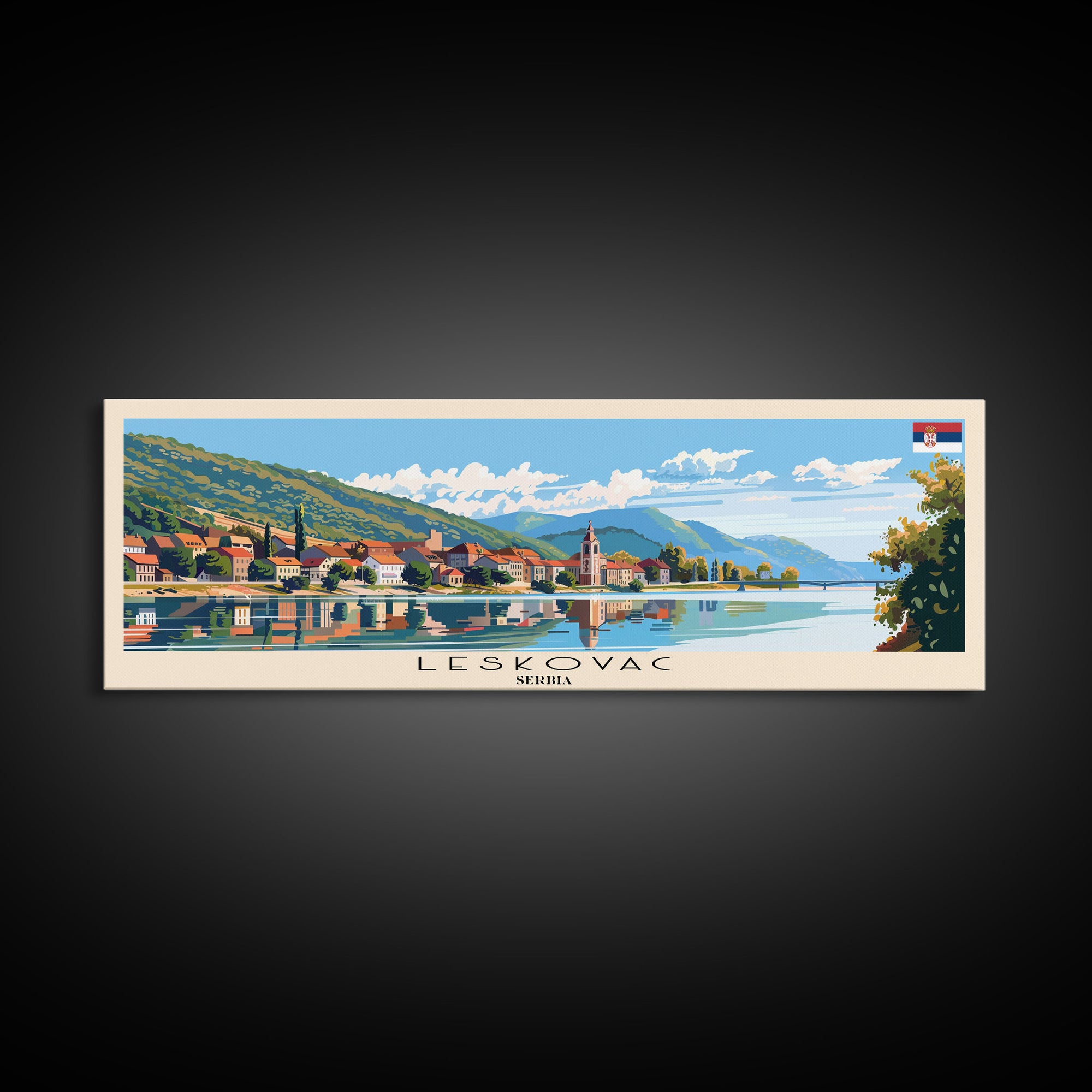 Leskovac Serbia Wall Art, Panoramic Travel Poster, Panoramic Framed Canvas Print, City Wall Art, Wall Hanging Home Decor, Travel Art