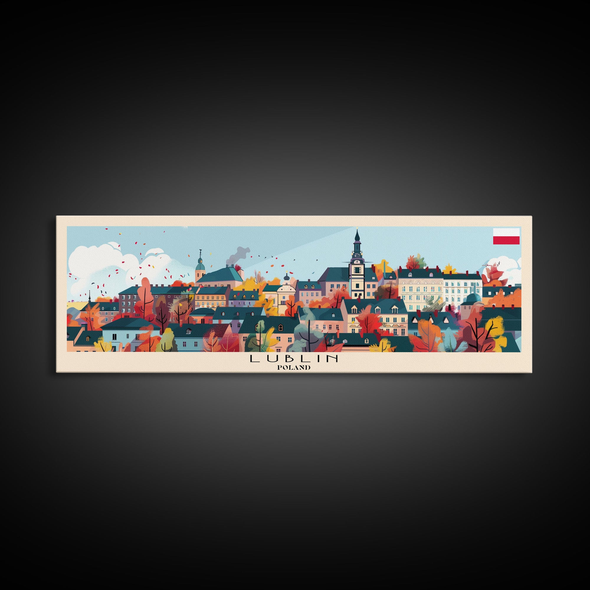 Lublin Poland Travel Print Wall Art, Panoramic City Art, Travel Art, Wall Decor, Vacation Gift, Framed Canvas Print Or Metal Art