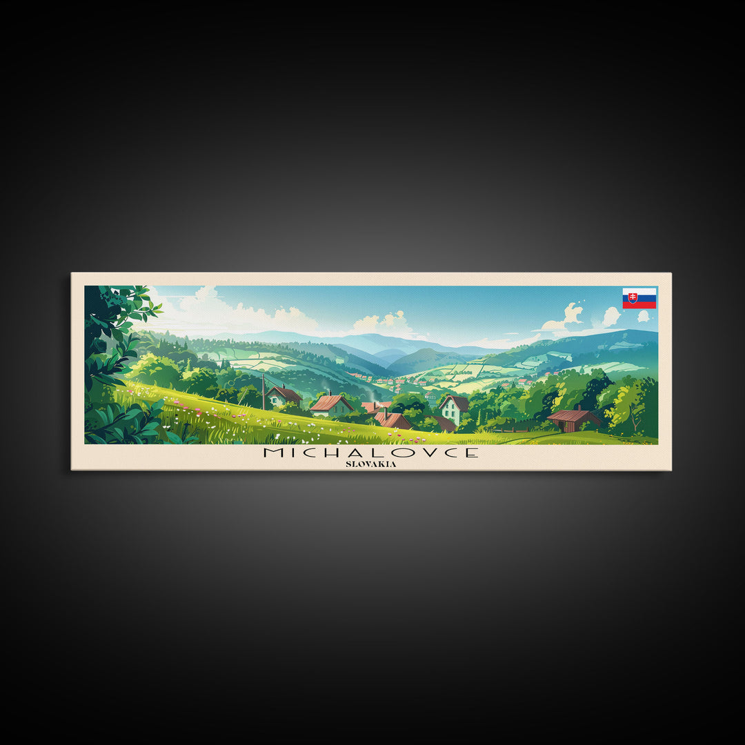 Michalovce Slovakia Travel Art, City Art, Framed Canvas Print or Metal Wall Art, Europe Travel Poster, Panoramic Wall Art, Extra Wide Wall Art