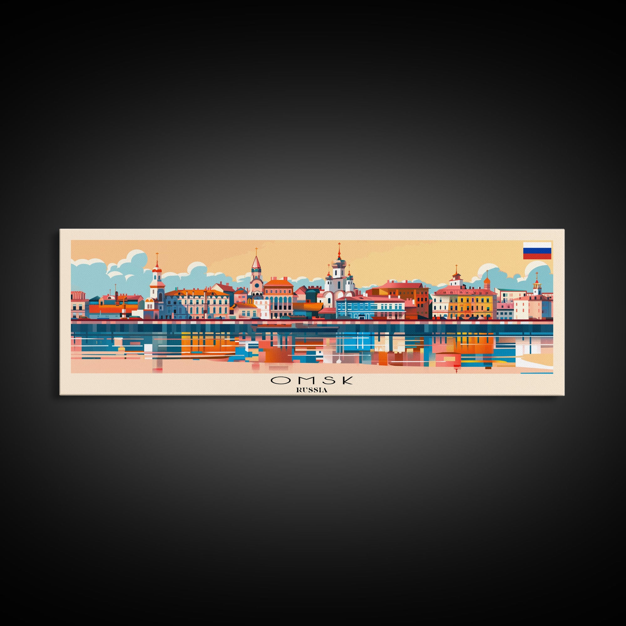 Omsk Russia Wall Art, Panoramic Travel Poster, Panoramic Framed Canvas Print, City Wall Art, Wall Hanging Home Decor, Travel Art