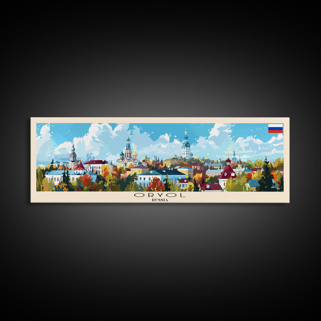 Oryol Russia Wall Art, Panoramic Travel Poster, Panoramic Framed Canvas Print, City Wall Art, Wall Hanging Home Decor, Travel Art