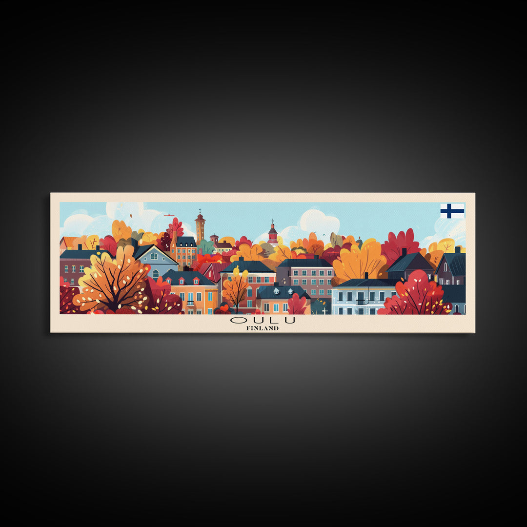 Oulu Finland Travel Print Wall Art, Panoramic City Art, Travel Art, Wall Decor, Vacation Gift, Framed Canvas Print Or Metal Art