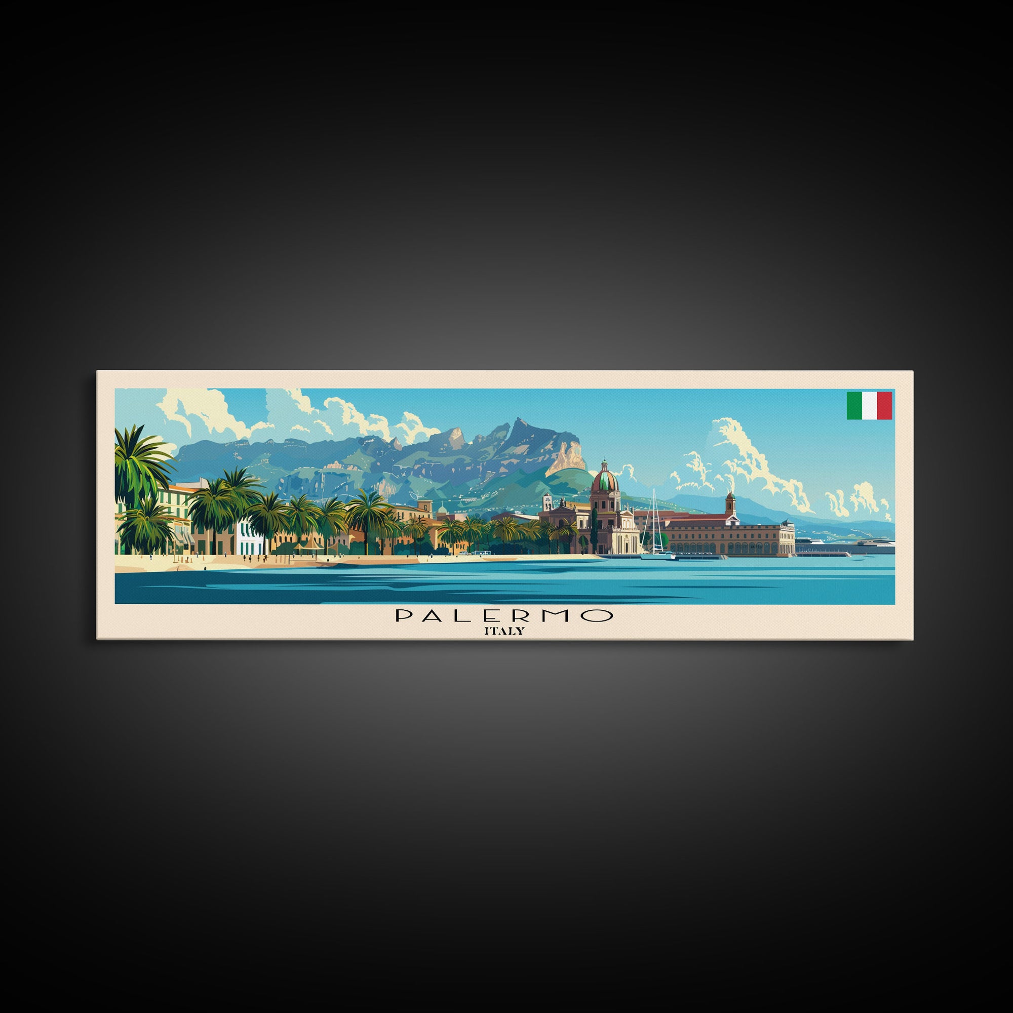 Palermo Italy Travel Print Wall Art, Panoramic City Art, Travel Art, Wall Decor, Vacation Gift, Framed Canvas Print Or Metal Art