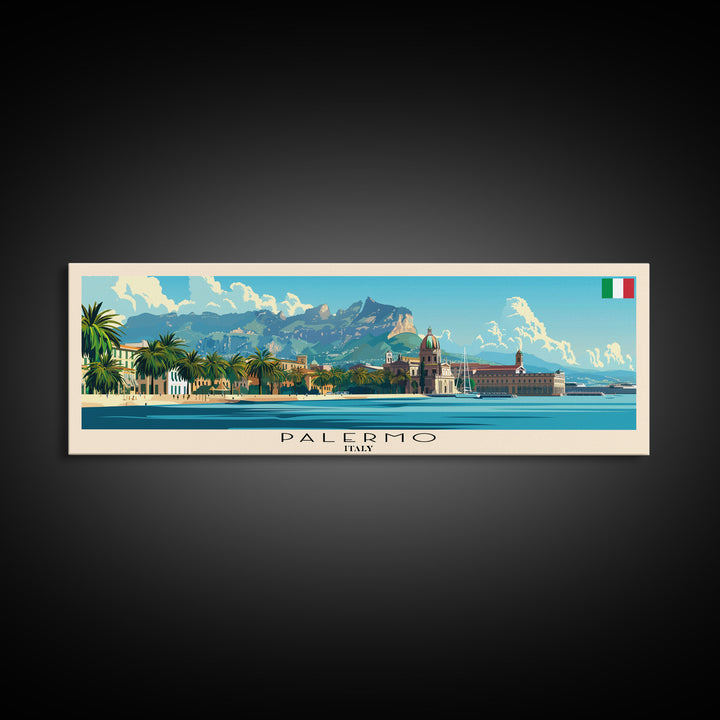 Palermo Italy Travel Print Wall Art, Panoramic City Art, Travel Art, Wall Decor, Vacation Gift, Framed Canvas Print Or Metal Art