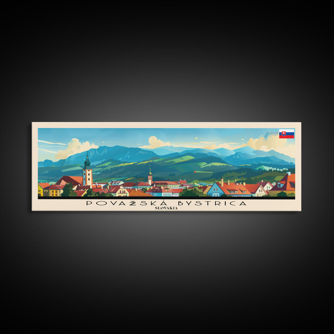 Povazska Bystrica Slovakia Travel Print Wall Art, Panoramic City Art, Travel Art, Wall Decor, Vacation Gift, Framed Canvas Print Or Metal Art