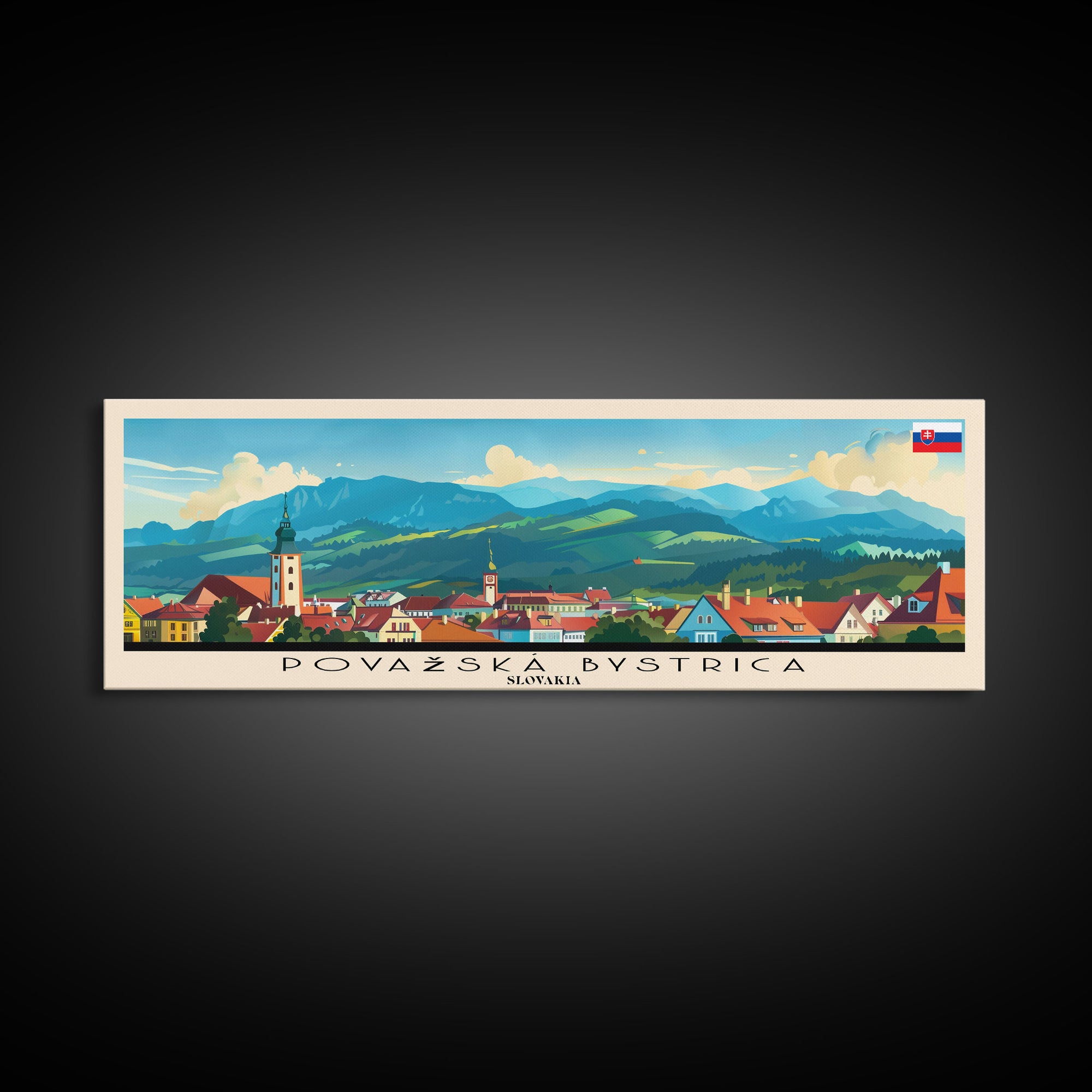 Povazska Bystrica Slovakia Travel Print Wall Art, Panoramic City Art, Travel Art, Wall Decor, Vacation Gift, Framed Canvas Print Or Metal Art