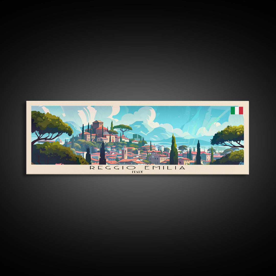 Reggio Emilia Travel Print Wall Art, Panoramic City Art, Travel Art, Wall Decor, Vacation Gift, Framed Canvas Print Or Metal Art