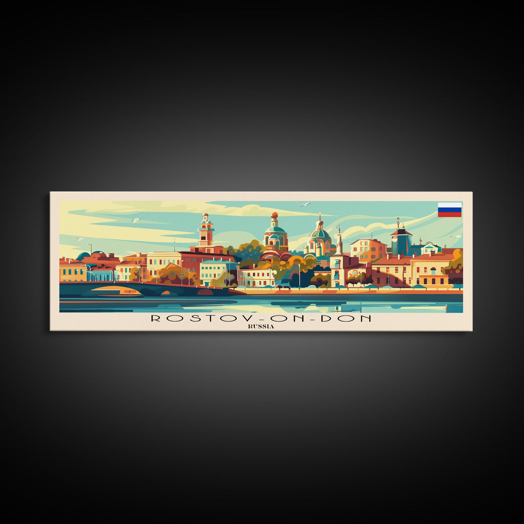 Rostov on Don Russia Panoramic Travel Poster, Framed Canvas Print or Metal Wall Art, Travel Art, Home Decor, Panoramic Painting, Midcentury Art