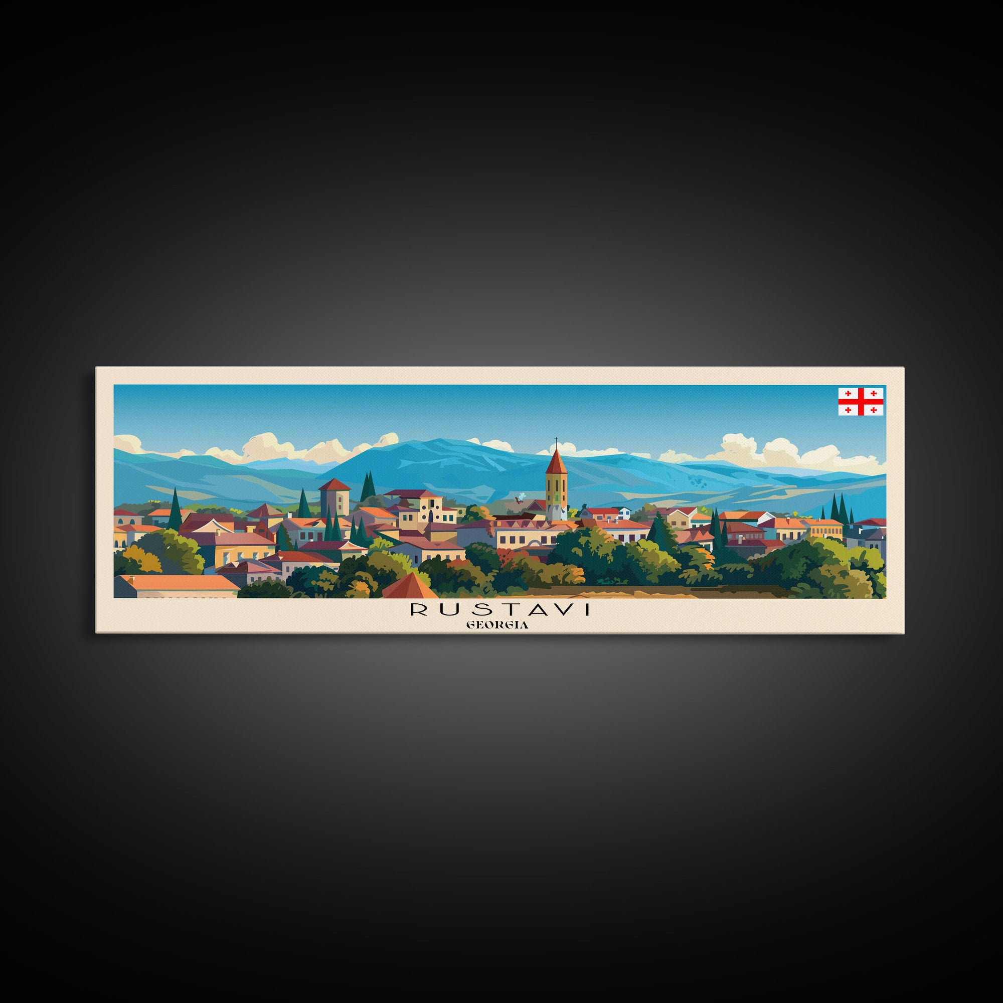Rustavi Georgia Travel Art, City Art, Framed Canvas Print or Metal Wall Art, Europe Travel Poster, Panoramic Wall Art, Extra Wide Wall Art