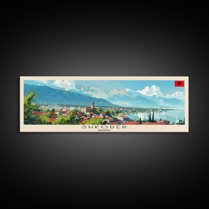 Shkodr Albania Travel Print Wall Art, Panoramic City Art, Travel Art, Wall Decor, Vacation Gift, Framed Canvas Print Or Metal Art