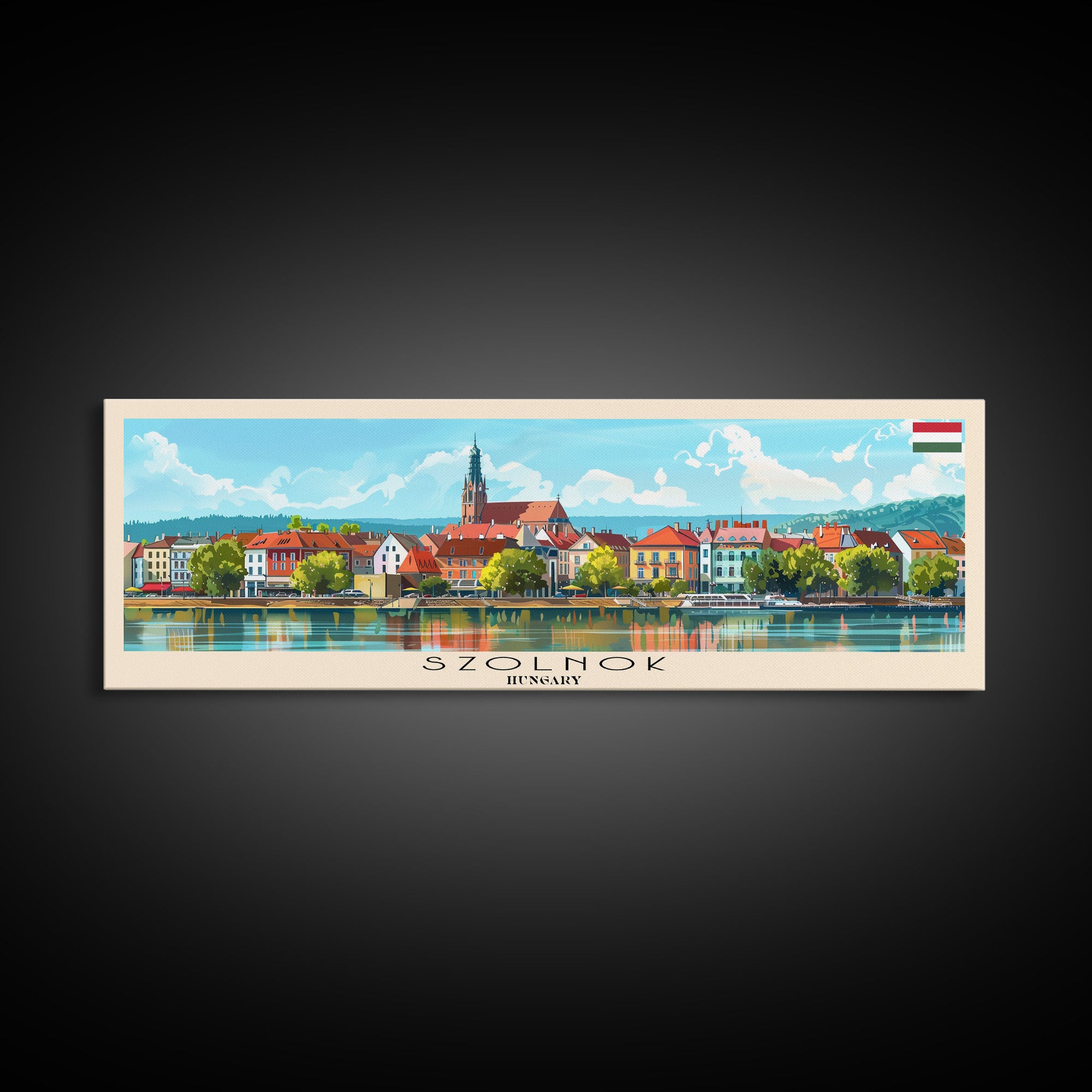 Szolnok Hungary Wall Art, Panoramic Travel Poster, Panoramic Framed Canvas Print, City Wall Art, Wall Hanging Home Decor, Travel Art