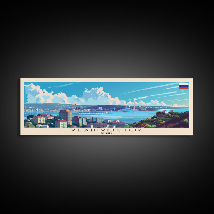 Vladivostok Russia Travel Print Wall Art, Panoramic City Art, Travel Art, Wall Decor, Vacation Gift, Framed Canvas Print Or Metal Art