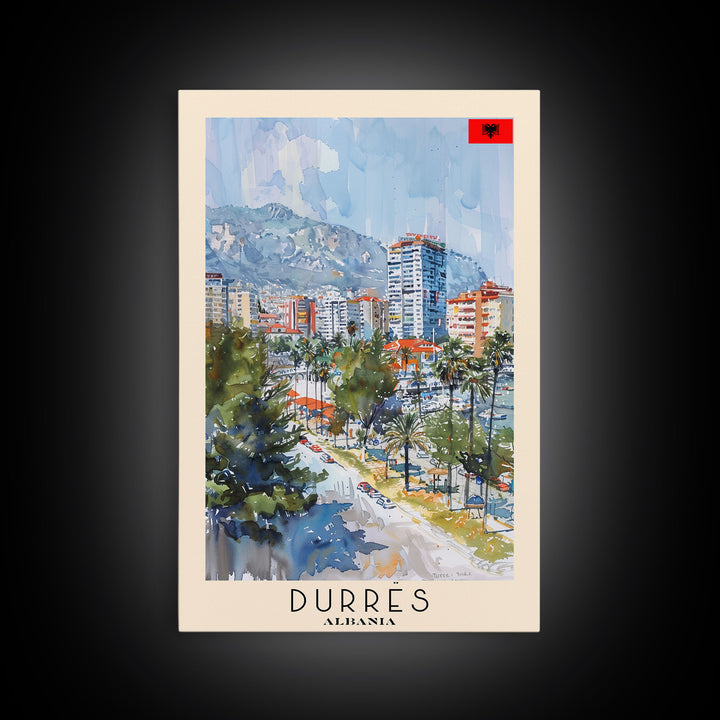 Durres, Albania Coastal Framed Canvas Print. Beautiful Wall Art for Living Room or Bedroom, Charming Travel Poster Art.