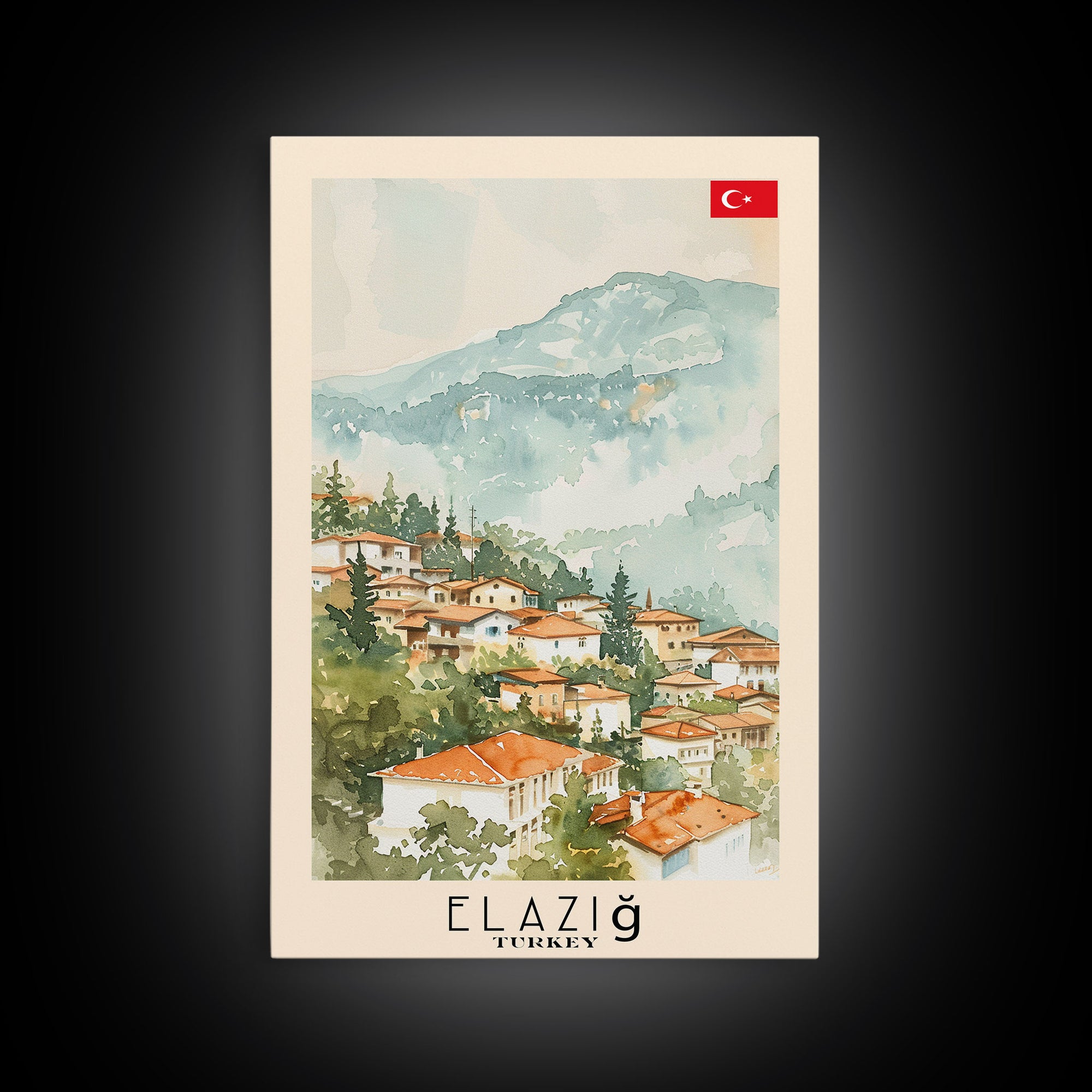Serene Elazığ, Turkey Framed Canvas Print. Picturesque Wall Art for Living Room or Bedroom Decor, Beautiful Travel Poster.